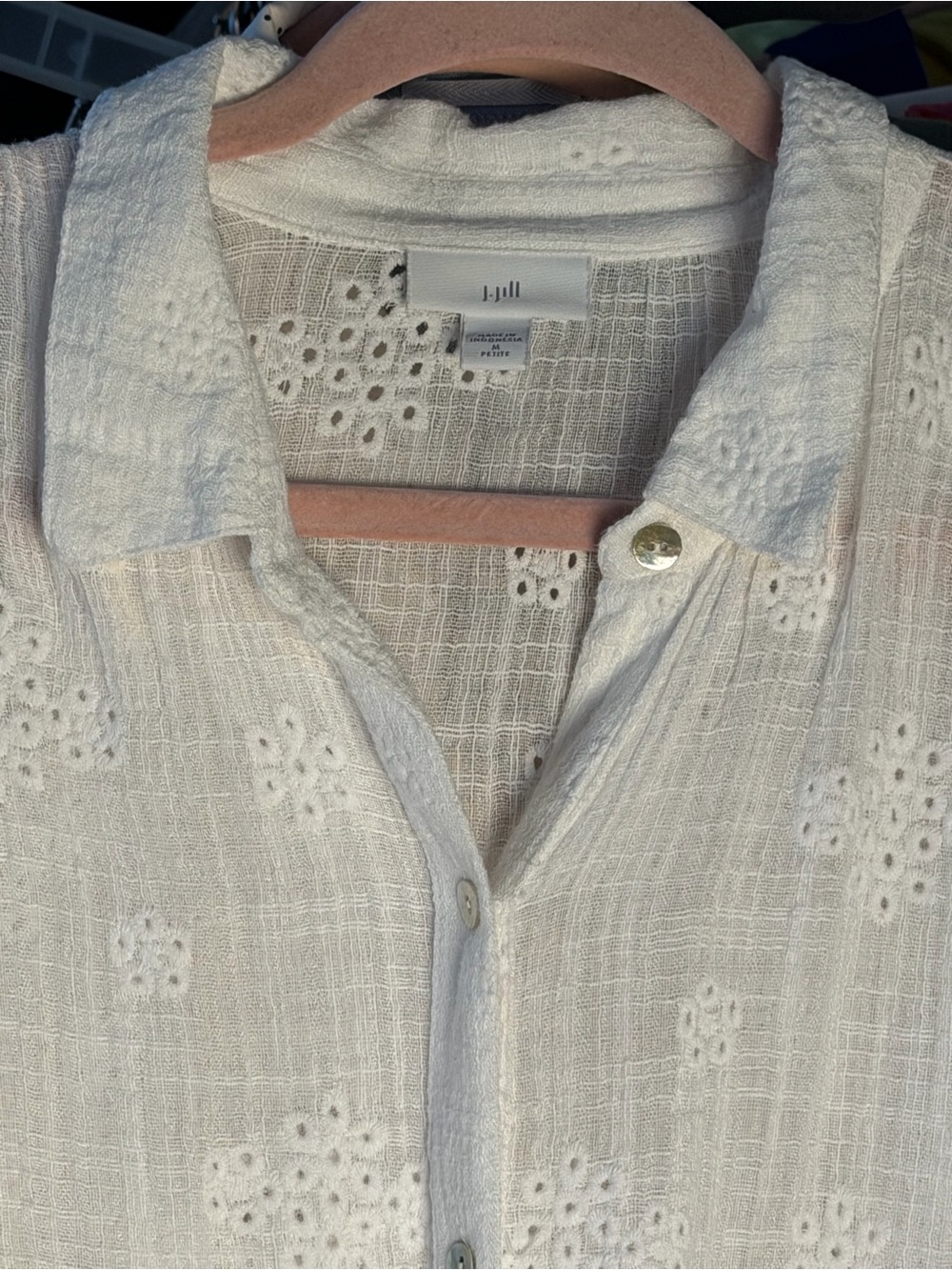 J. Jill Long Semi Sheer Eyelet Button Down Tunic/ CoverUp - Picture 9 of 11